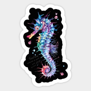 Seahorse painted with fantasy style watercolor 1 Sticker